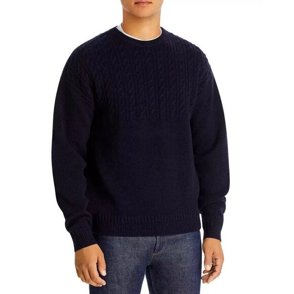 NWT The Men's Store at Bloomingdale’s Crewneck Merino Wool Sweater, Navy, XL - Picture 1 of 5